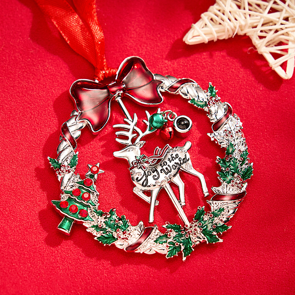 Personalized Photo Projection Ornaments Rotating Elk Shape 2024 Christmas Gifts - soufeelus