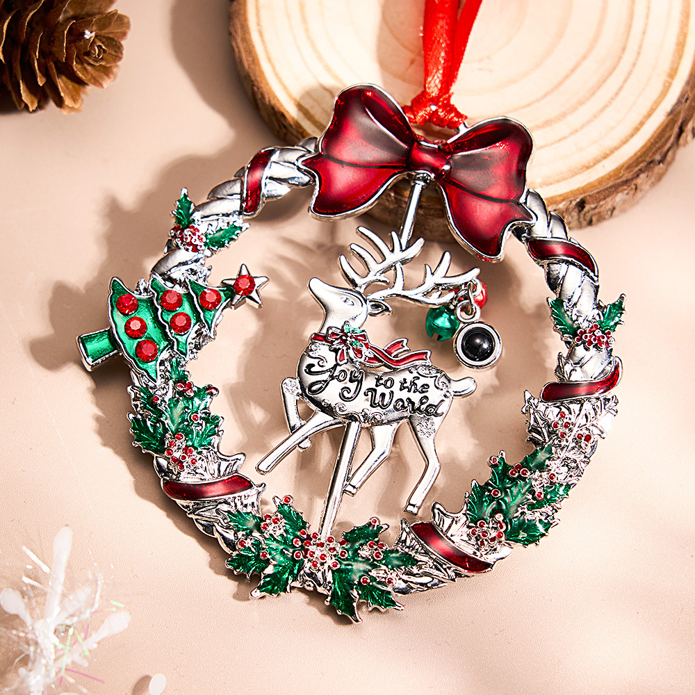 Personalized Photo Projection Ornaments Rotating Elk Shape 2024 Christmas Gifts - soufeelus