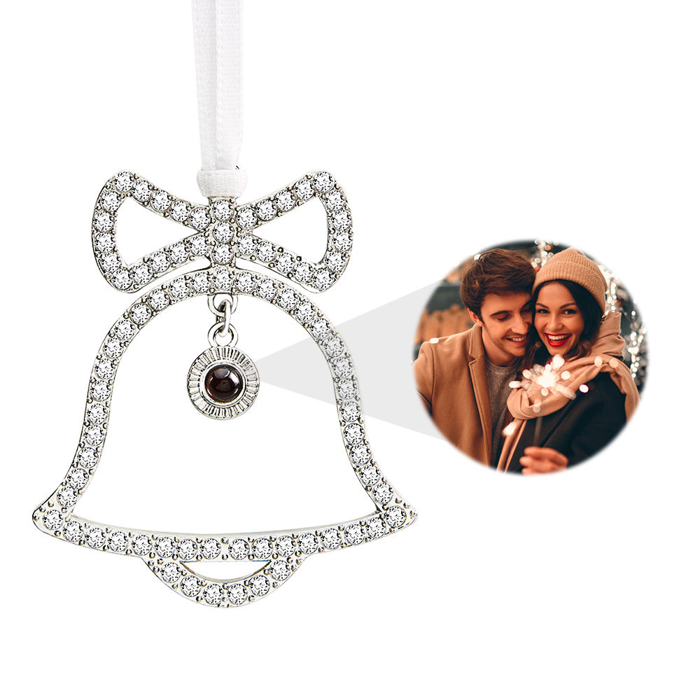 Personalized Photo Ornament Custom Projection Ornaments Hanging Christmas Bell Christmas Ornaments with Picture Inside Memorial Gifts
