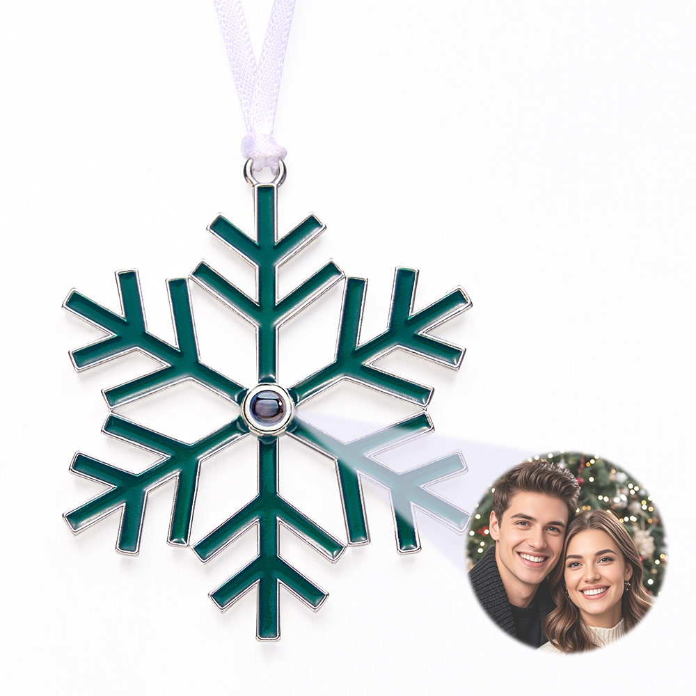 Personalized Photo Snowflake Ornament Snowflake Glow-in-the-dark Ornament with Picture Inside, Custom Projection Pendant for Christmas Tree Christmas Home Decor Gifts for Xmas Party