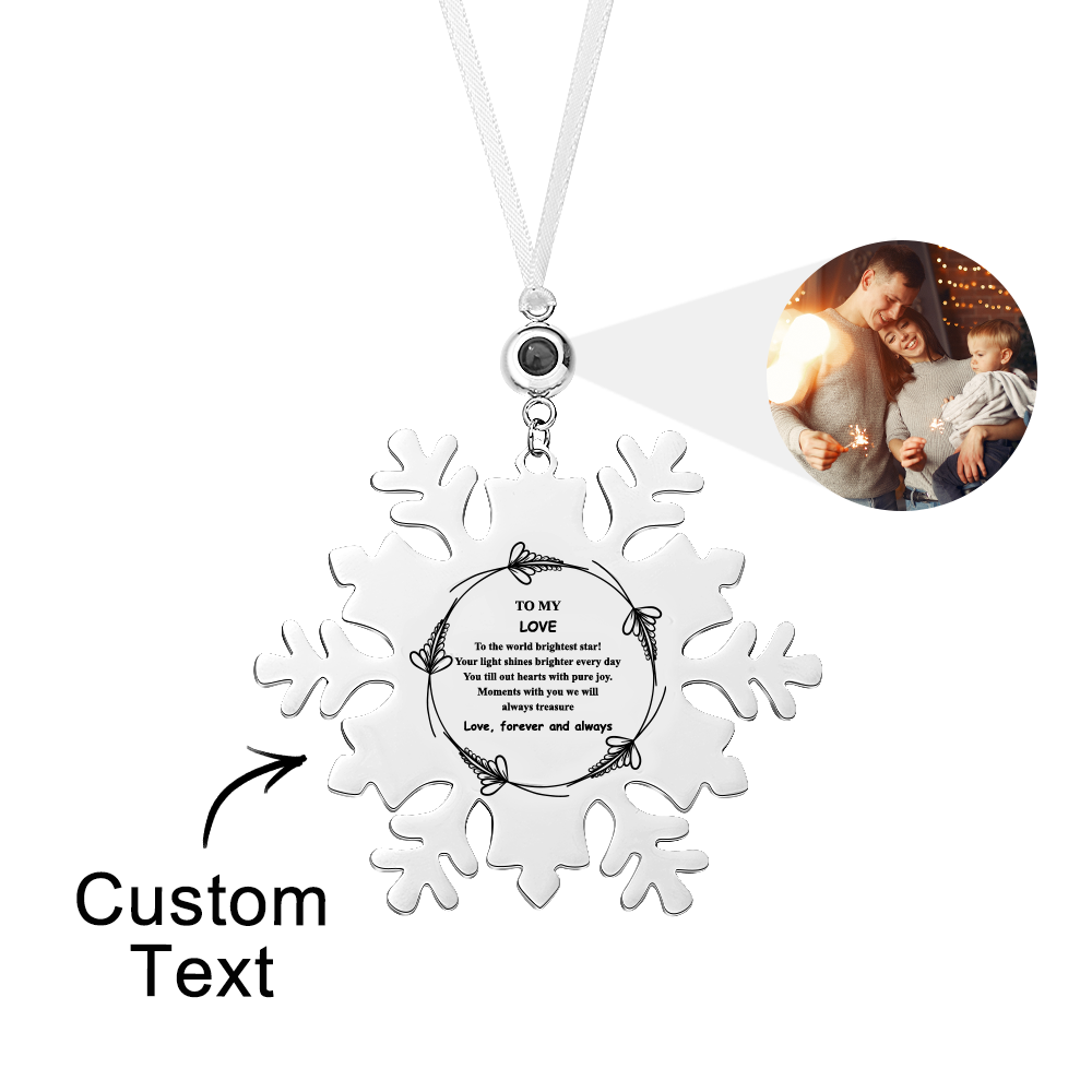 Personalized Photo and Text Snowflake Projection Ornaments Christmas Tree Decoration Engraving Ornaments for Christmas Gifts - soufeelus