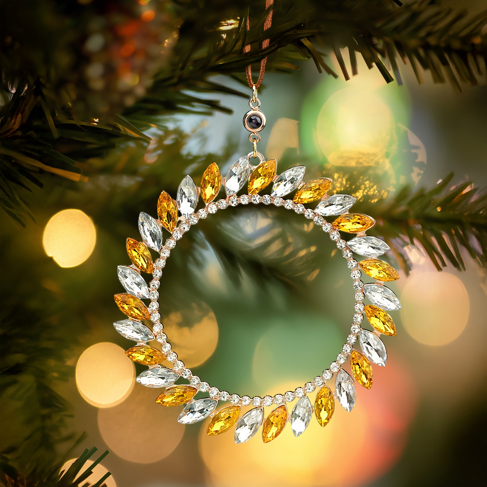 Personalized Photo Wreath Projection Ornaments Christmas Tree Decoration Ornaments for Christmas Gifts - soufeelus