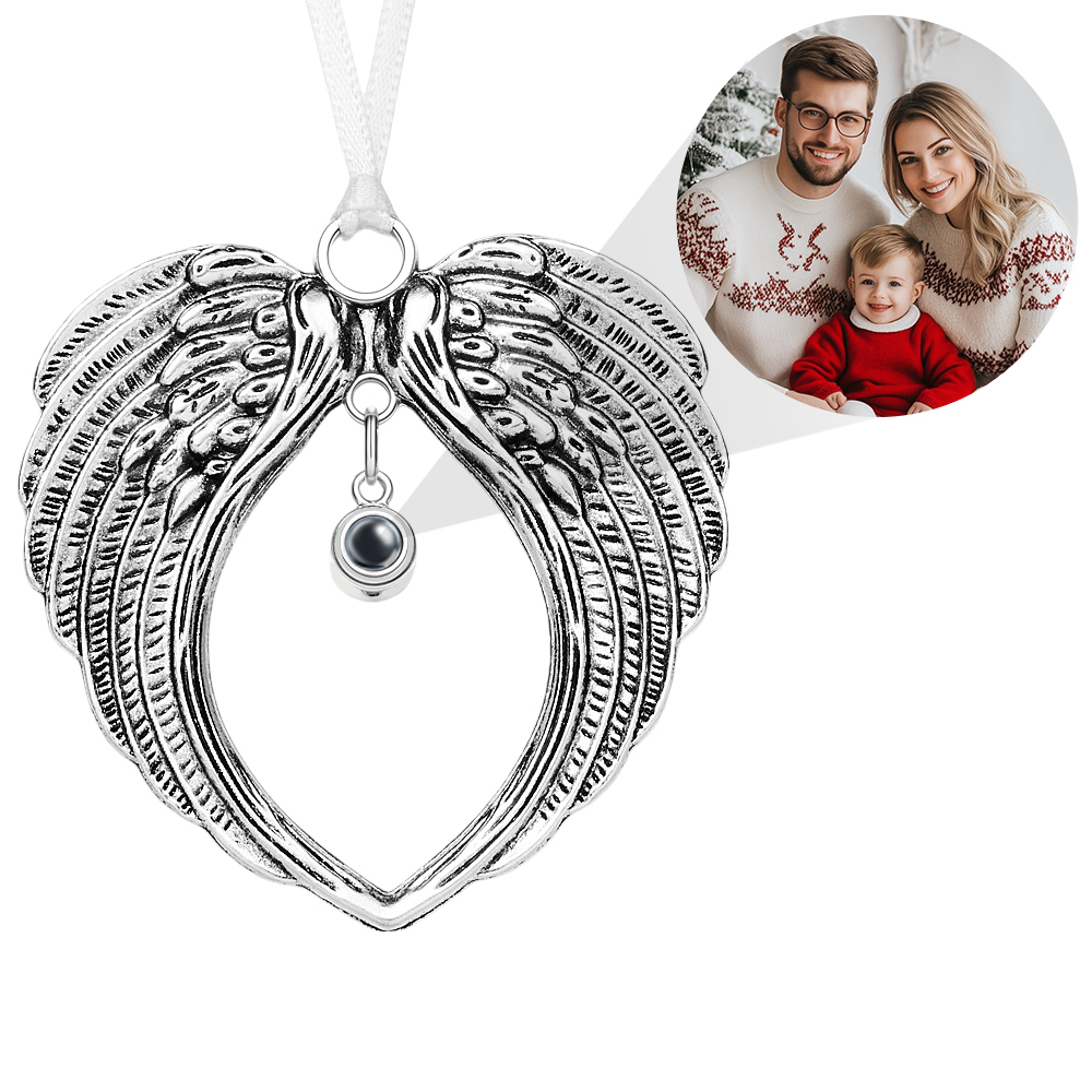 Personalized Photo Projection Ornaments Wings Memorial Christmas Tree Ornaments Christmas Gifts - soufeelus