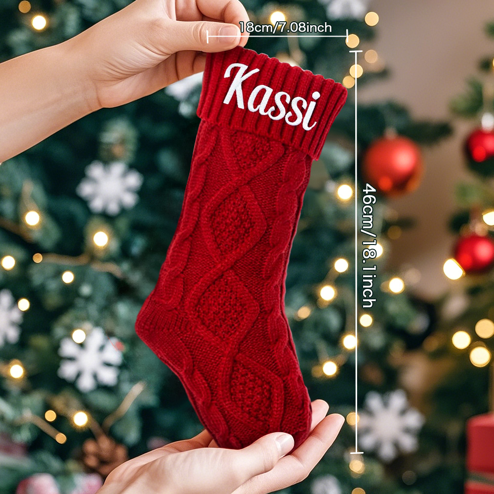 Personalized Christmas Stocking Custom Name Family Knitted Decoration Socks Ornament For Family For Kids (1 pcs)
