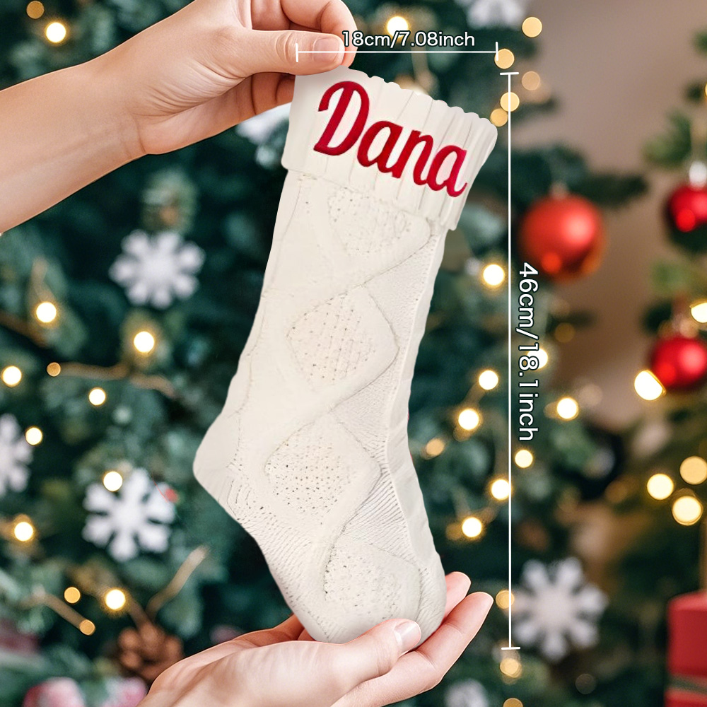 Personalized Christmas Stocking Custom Name Family Knitted Decoration Socks Ornament For Family For Kids (1 pcs) detail