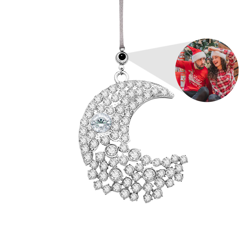 Personalized Photo Projection Ornaments Sun Moon Circle Style Ornaments Christmas Pendants Tree Decoration Ornaments for Christmas Gifts - soufeelus