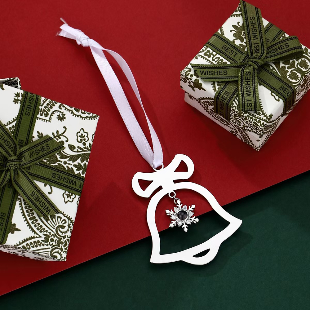 Personalized Photo Ornament Projection Ornaments Hanging Christmas Bell Christmas Ornaments with Picture Inside Memorial Gifts