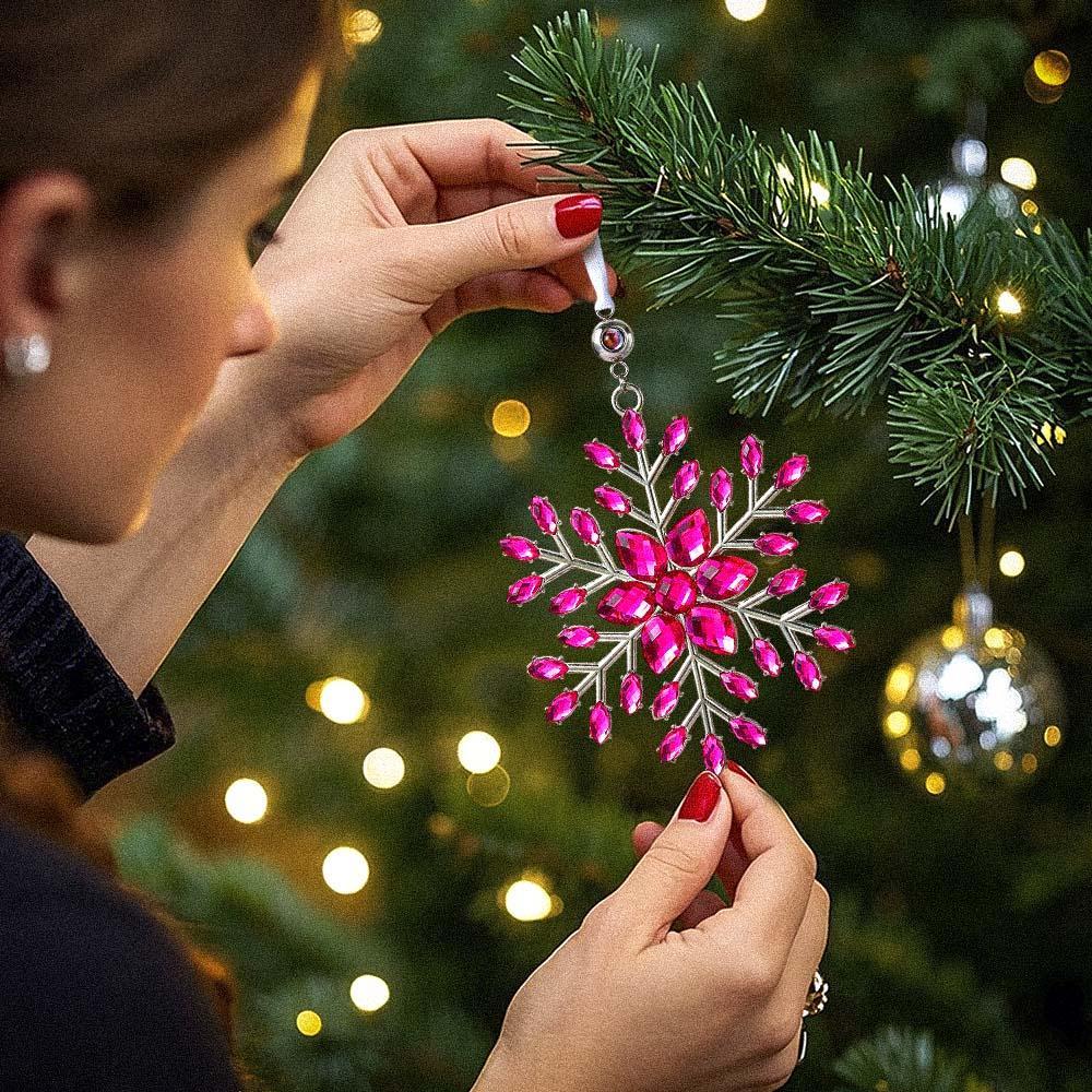 Personalized Photo Projection Ornaments Snowflake Shape Ornaments Multi-color Christmas Gifts For Family - soufeelus