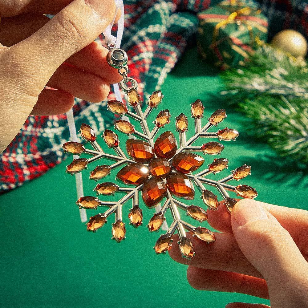 Personalized Photo Projection Ornaments Snowflake Shape Ornaments Multi-color Christmas Gifts For Family - soufeelus