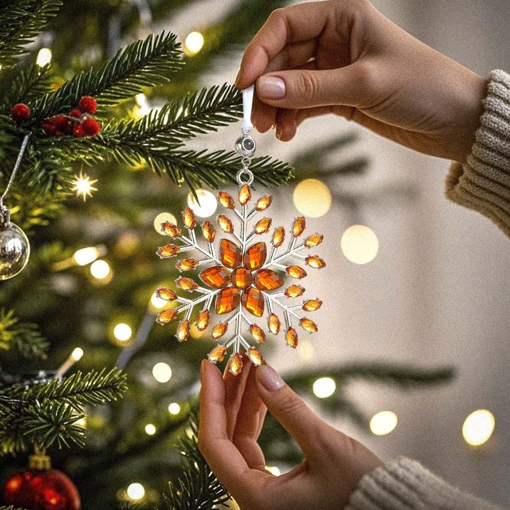 Personalized Photo Projection Ornaments Snowflake Shape Ornaments Multi-color Christmas Gifts For Family - soufeelus