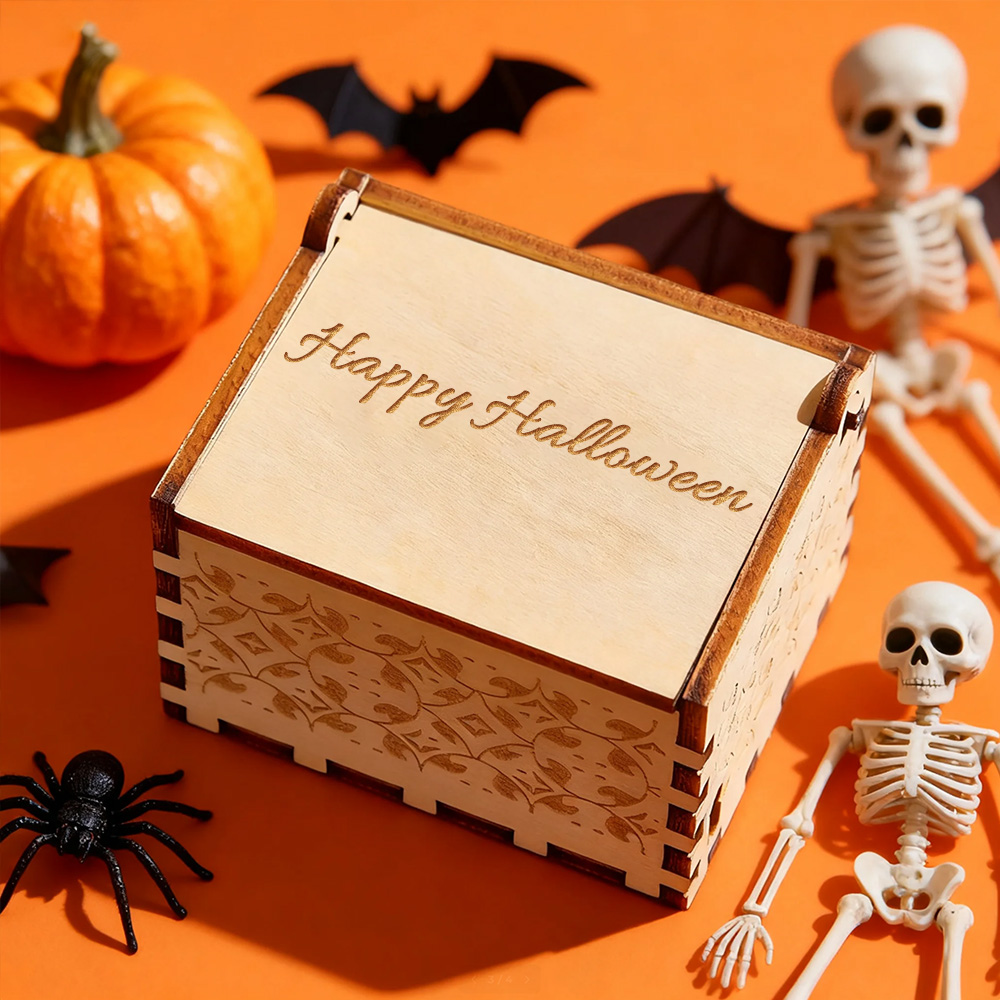 Custom Digital Music Box Any Song Tune or Voice Personalized Wooden Photo Music Box with Text Halloween Gift detail