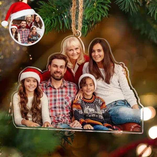 Family Photo Customized Ornament Family Forever - Personalized Photo Ornament - Christmas Gift For Family Members