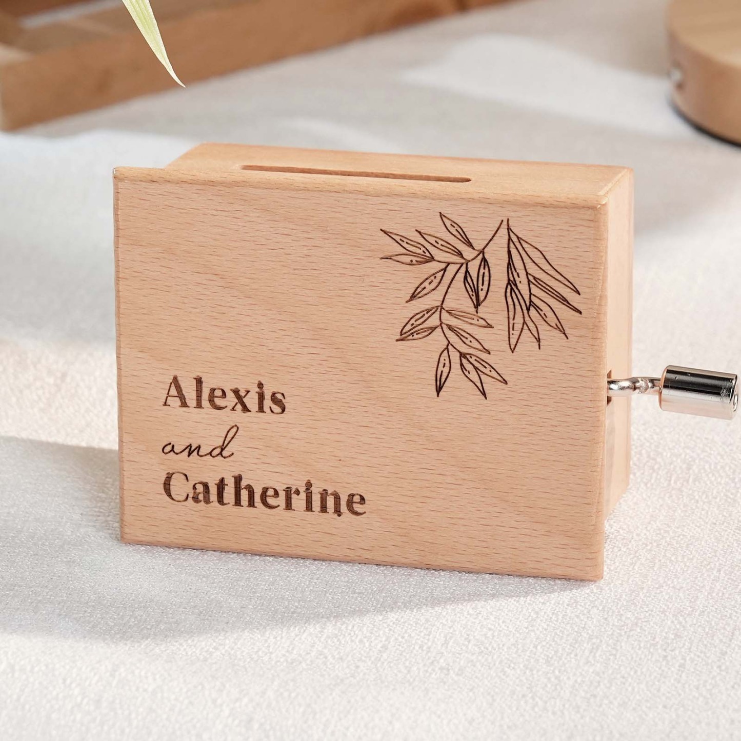 Melocraft Custom Anniversary Hand Crank Paper Strip Music Box Personalized Music Box With Paper Strips Personalized Engraving - soufeelus
