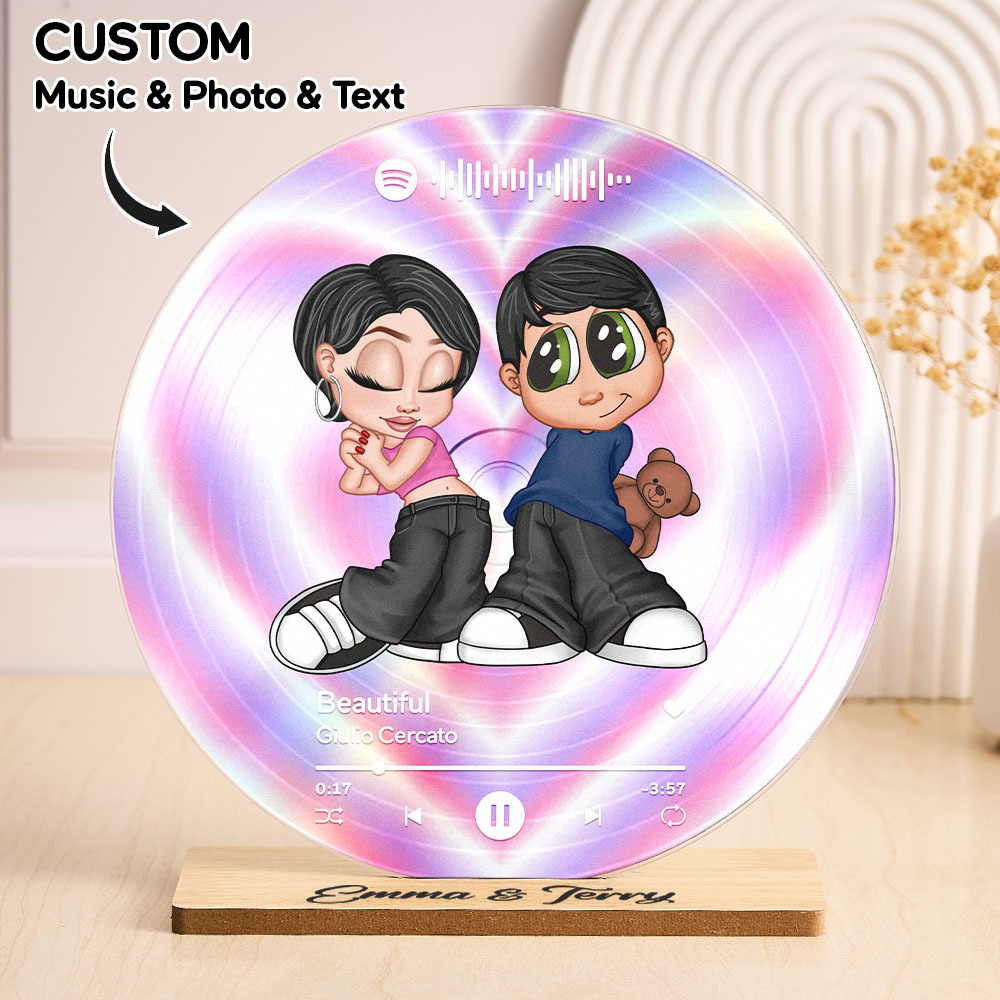Y2K Couple Custom Vinyl Record, Favorite Song QR Code Acrylic Plaque, Valentine's Day, Anniversary, Birthday Gift for her, Gift for him