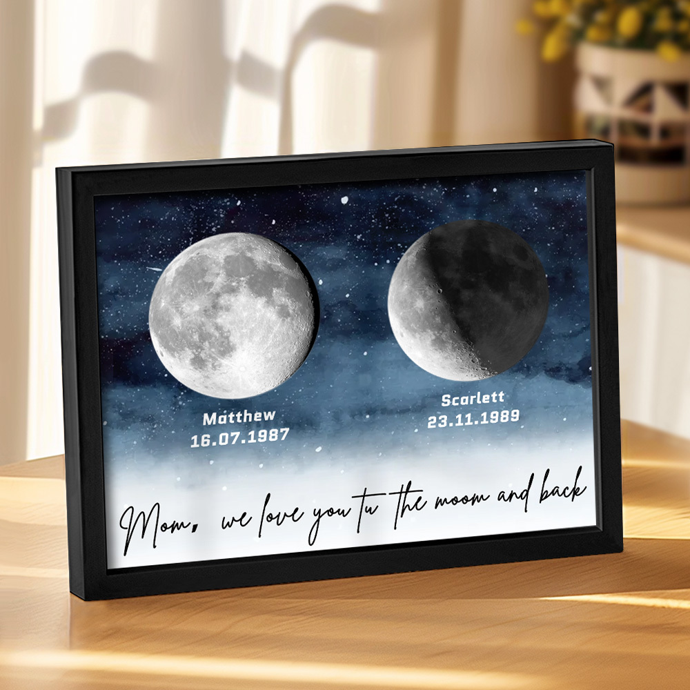 Starry Night The Day You Became Mom Birth Moon Phase Personalized Plaque, A Heartfelt Gift for Mom's Birthday, Mother's Day, or Just Because - soufeelus
