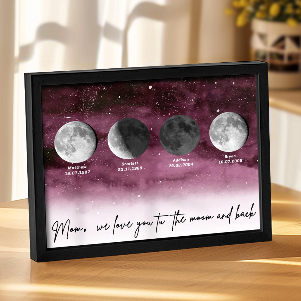 Starry Night The Day You Became Mom Birth Moon Phase Personalized Plaque, A Heartfelt Gift for Mom's Birthday, Mother's Day, or Just Because - soufeelus