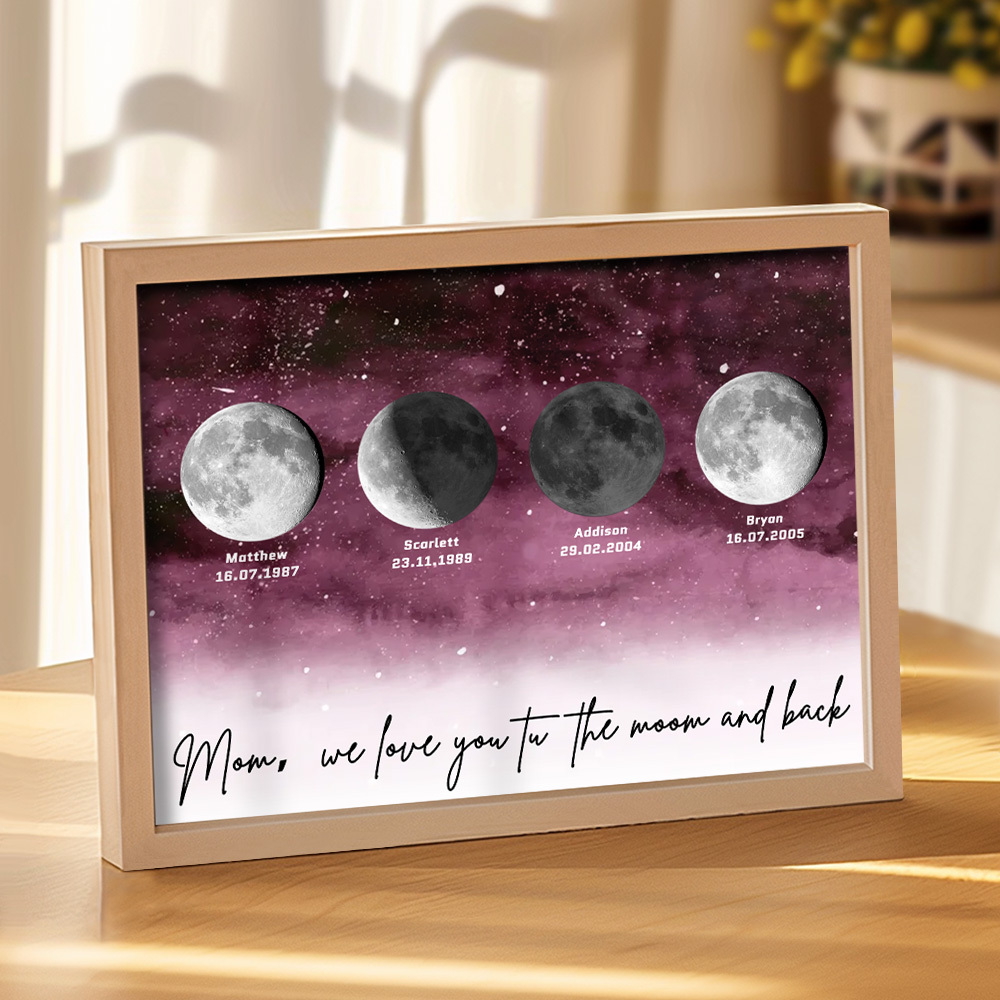 Starry Night The Day You Became Mom Birth Moon Phase Personalized Plaque, A Heartfelt Gift for Mom's Birthday, Mother's Day, or Just Because - soufeelus