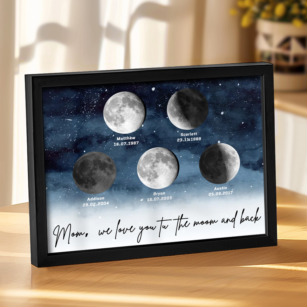Starry Night The Day You Became Mom Birth Moon Phase Personalized Plaque, A Heartfelt Gift for Mom's Birthday, Mother's Day, or Just Because - soufeelus
