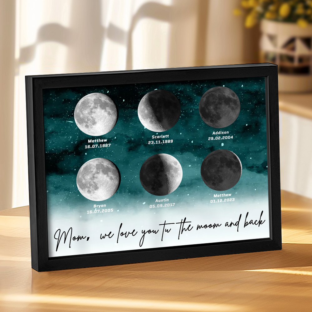 Starry Night The Day You Became Mom Birth Moon Phase Personalized Plaque, A Heartfelt Gift for Mom's Birthday, Mother's Day, or Just Because - soufeelus