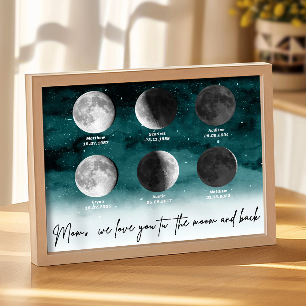 Starry Night The Day You Became Mom Birth Moon Phase Personalized Plaque, A Heartfelt Gift for Mom's Birthday, Mother's Day, or Just Because - soufeelus