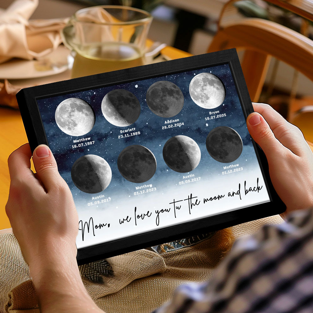 Starry Night The Day You Became Mom Birth Moon Phase Personalized Plaque, A Heartfelt Gift for Mom's Birthday, Mother's Day, or Just Because - soufeelus