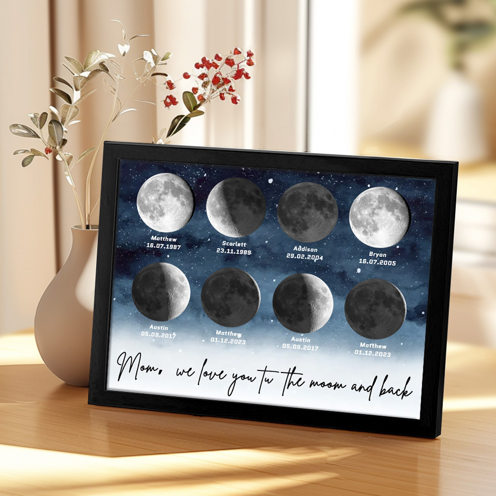 Starry Night The Day You Became Mom Birth Moon Phase Personalized Plaque, A Heartfelt Gift for Mom's Birthday, Mother's Day, or Just Because - soufeelus