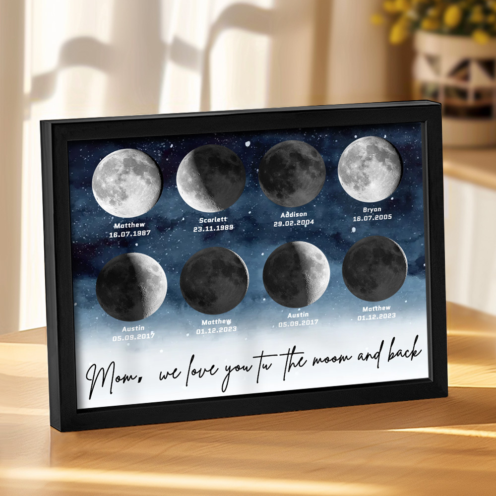 Starry Night The Day You Became Mom Birth Moon Phase Personalized Plaque, A Heartfelt Gift for Mom's Birthday, Mother's Day, or Just Because - soufeelus