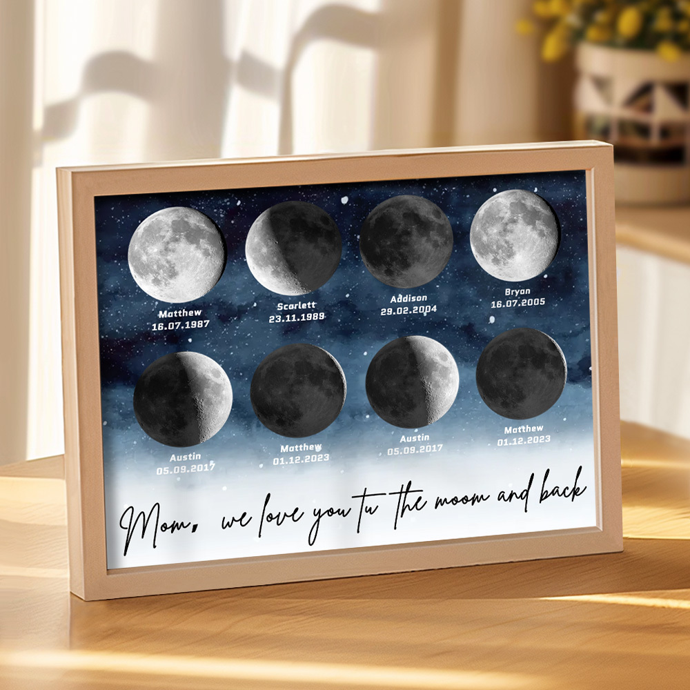 Starry Night The Day You Became Mom Birth Moon Phase Personalized Plaque, A Heartfelt Gift for Mom's Birthday, Mother's Day, or Just Because - soufeelus