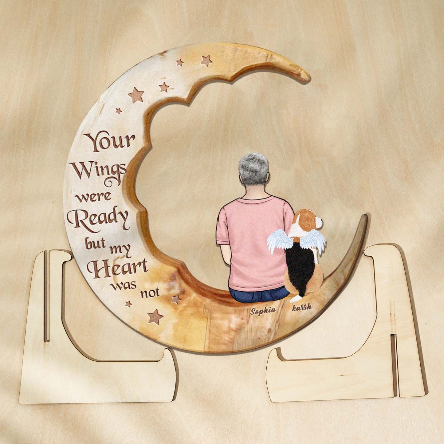Custom Memorial Dog Moon Wooden Art Memorial Gift Idea for Cat Home Decorations - soufeelus