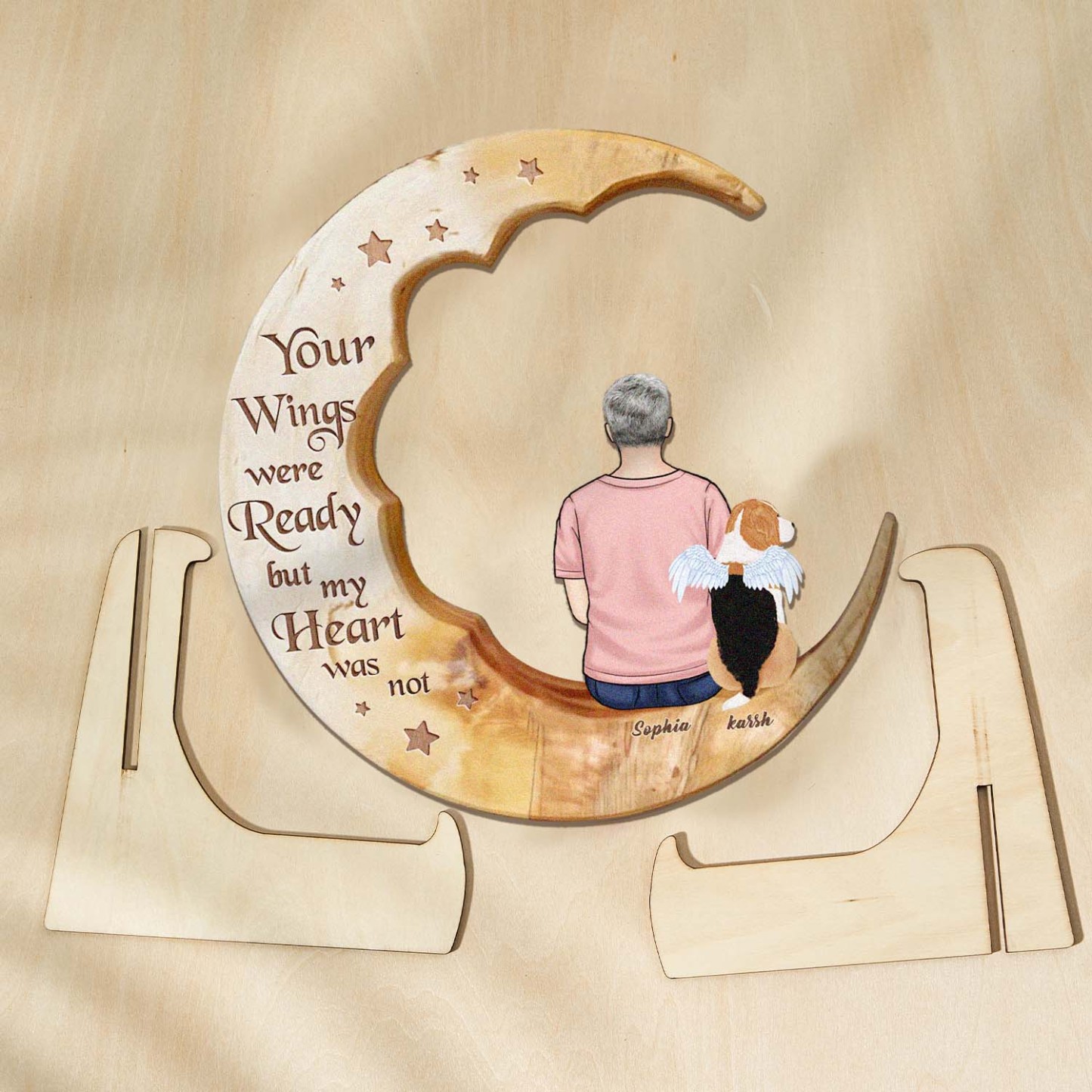 Custom Memorial Dog Moon Wooden Art Memorial Gift Idea for Cat Home Decorations - soufeelus