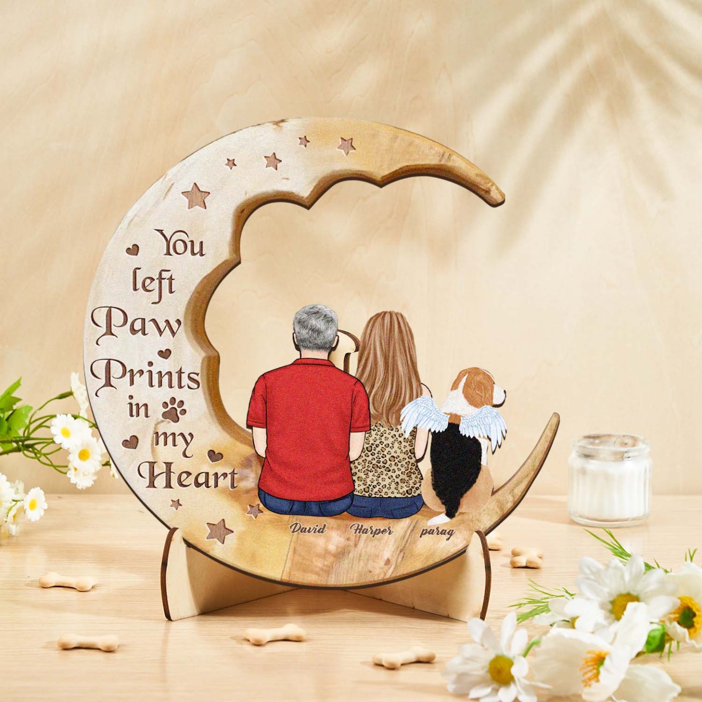 Custom Memorial Dog Moon Wooden Art Memorial Gift Idea for Cat Home Decorations - soufeelus