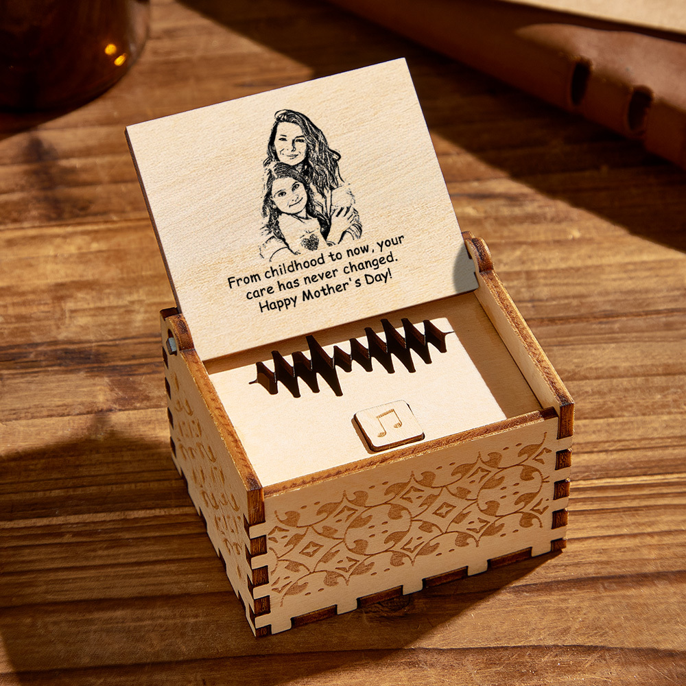 Custom Photo and Text Digital Music Box Any Song Tune or Voice Personalized Wooden Photo Music Box Best Gifts for Her