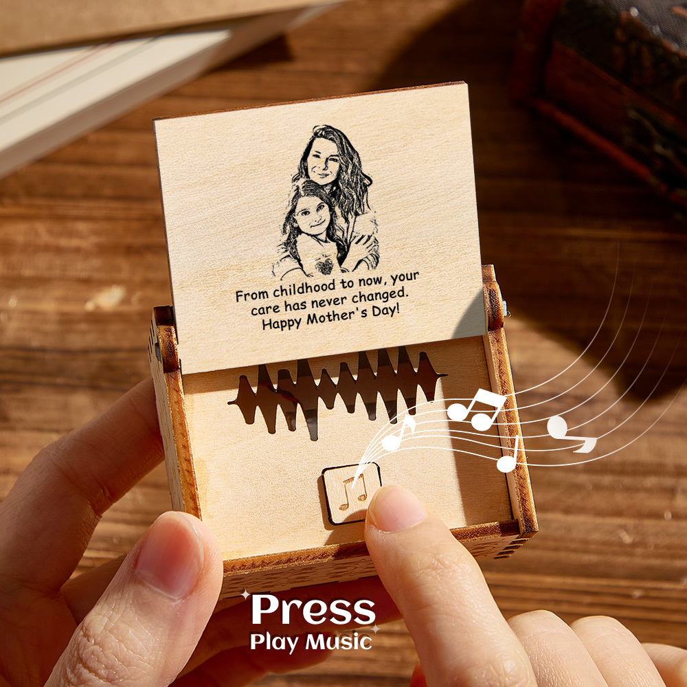Custom Photo and Text Digital Music Box Any Song Tune or Voice Personalized Wooden Photo Music Box Best Gifts for Her