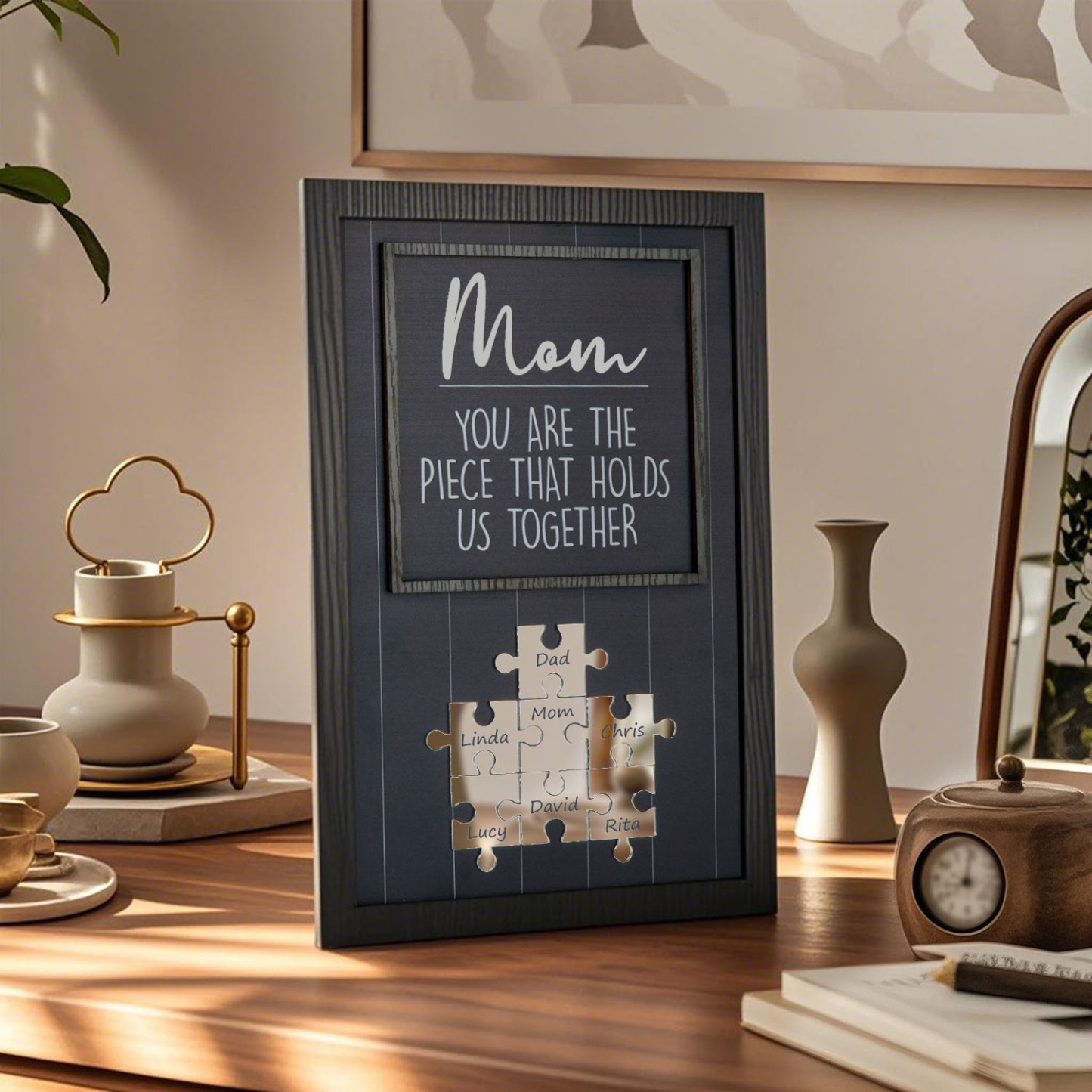 Mum You Are The Piece That Holds Us Together Wooden Puzzle Piece Sign Mother's Day Gift