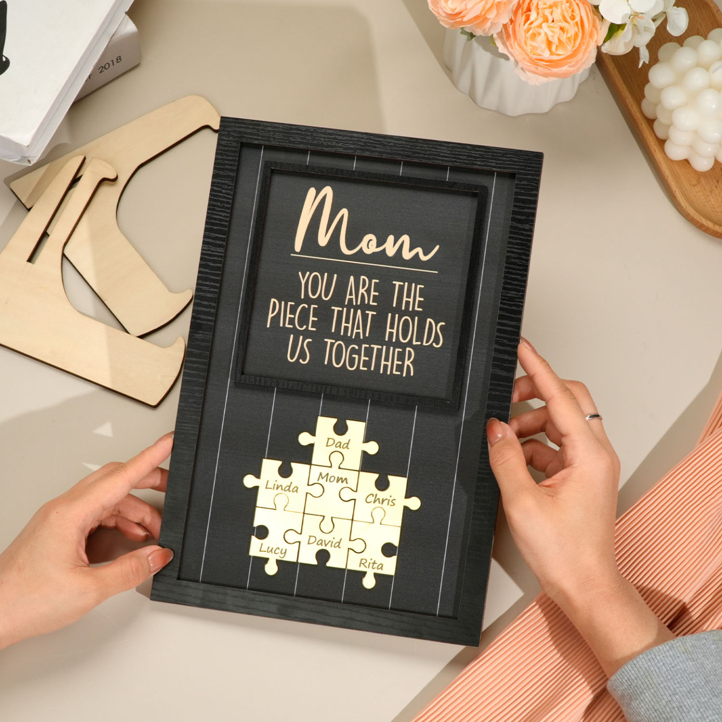 Mum You Are The Piece That Holds Us Together Wooden Puzzle Piece Sign Mother's Day Gift