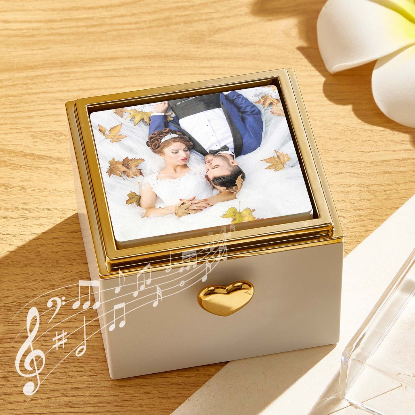 Custom Magical Rose Music Box Flip Box With Personalized Photo Couple Gifts Anniversary Gifts