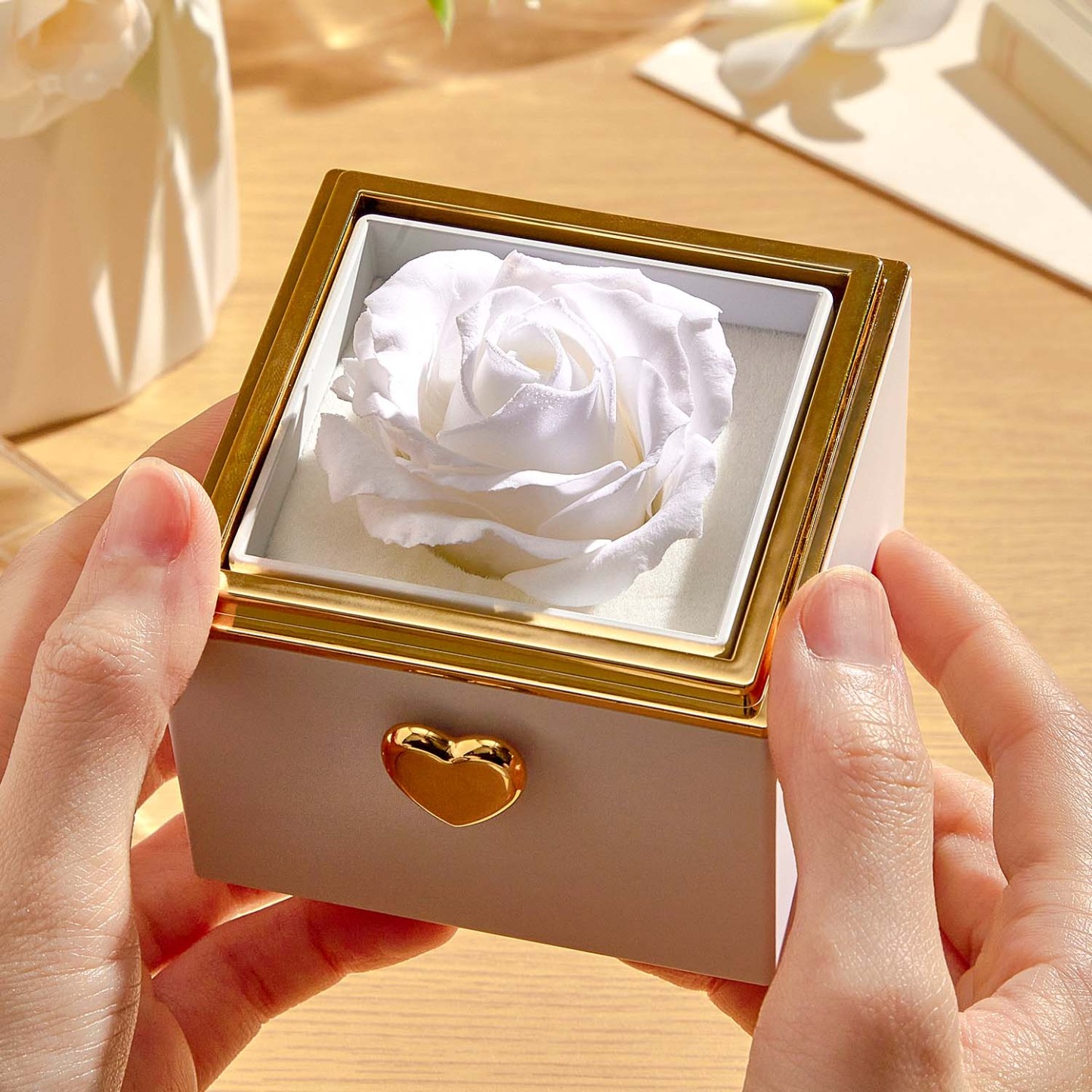 Custom Magical Rose Music Box Flip Box With Personalized Photo Couple Gifts Anniversary Gifts