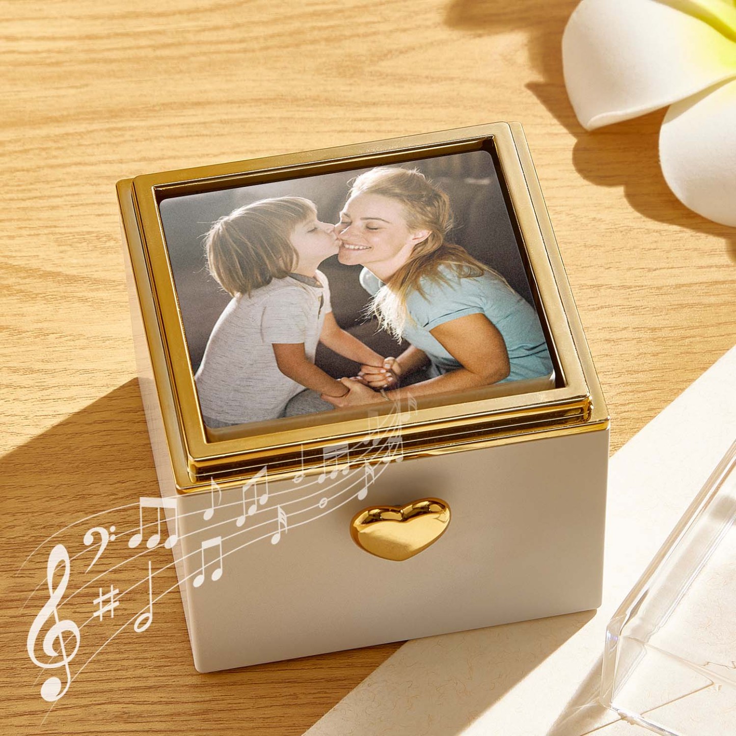 Custom Magical Cake Candle Music Box Flip Box With Personalized Text and Photo Mother's Day Gifts
