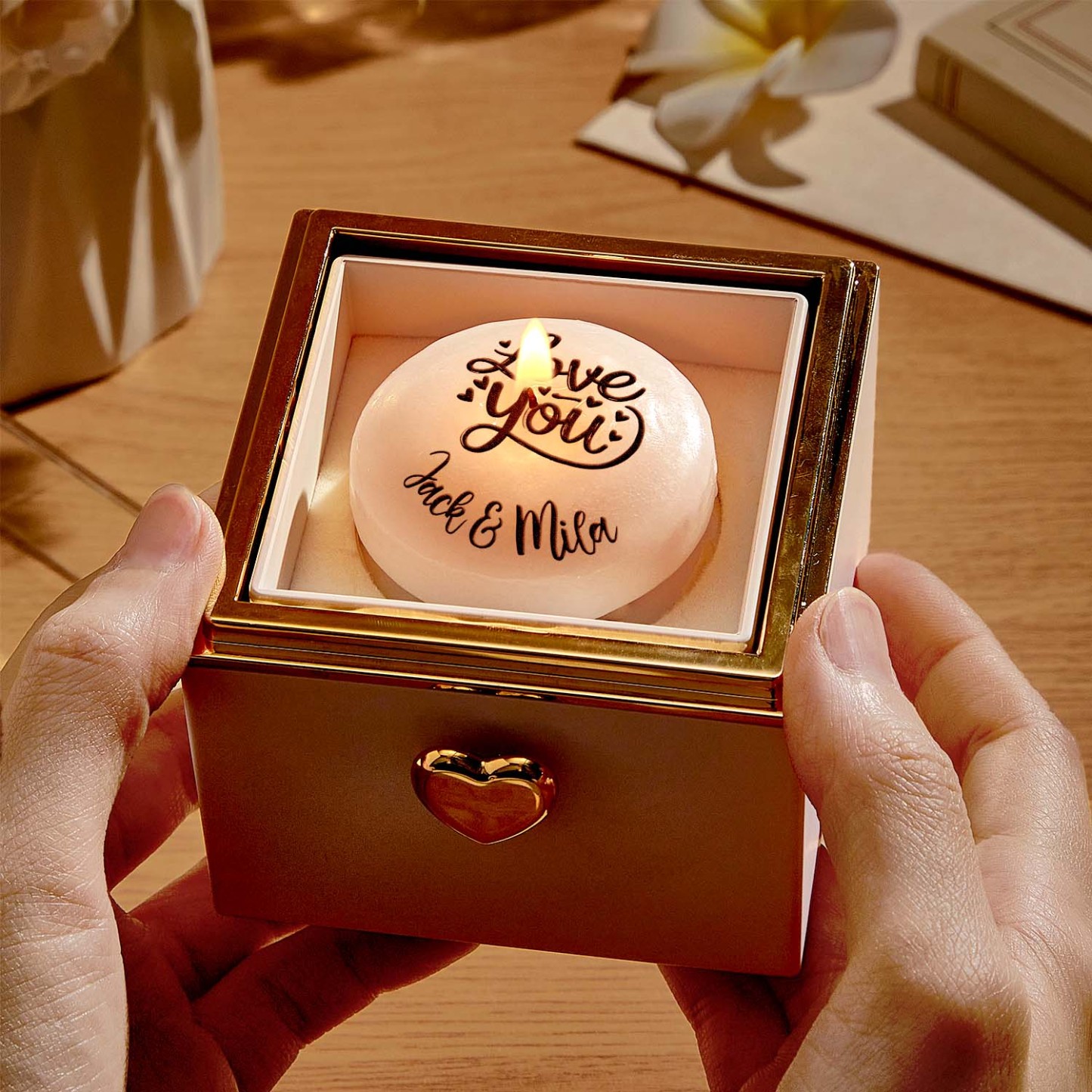 Custom Magical Candle Jewelry Box Flip Box With Personalized Text Anniversary Gifts