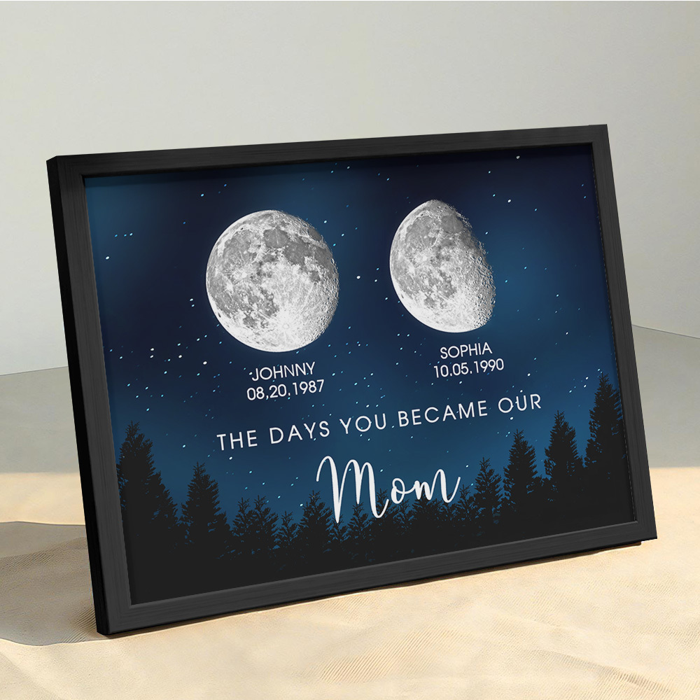 Personalized Galaxy Night Custom Birthday Moon Phase The Days You Became Our Mom With Kids Names Ideal Gifts for Mother's Day Gifts!