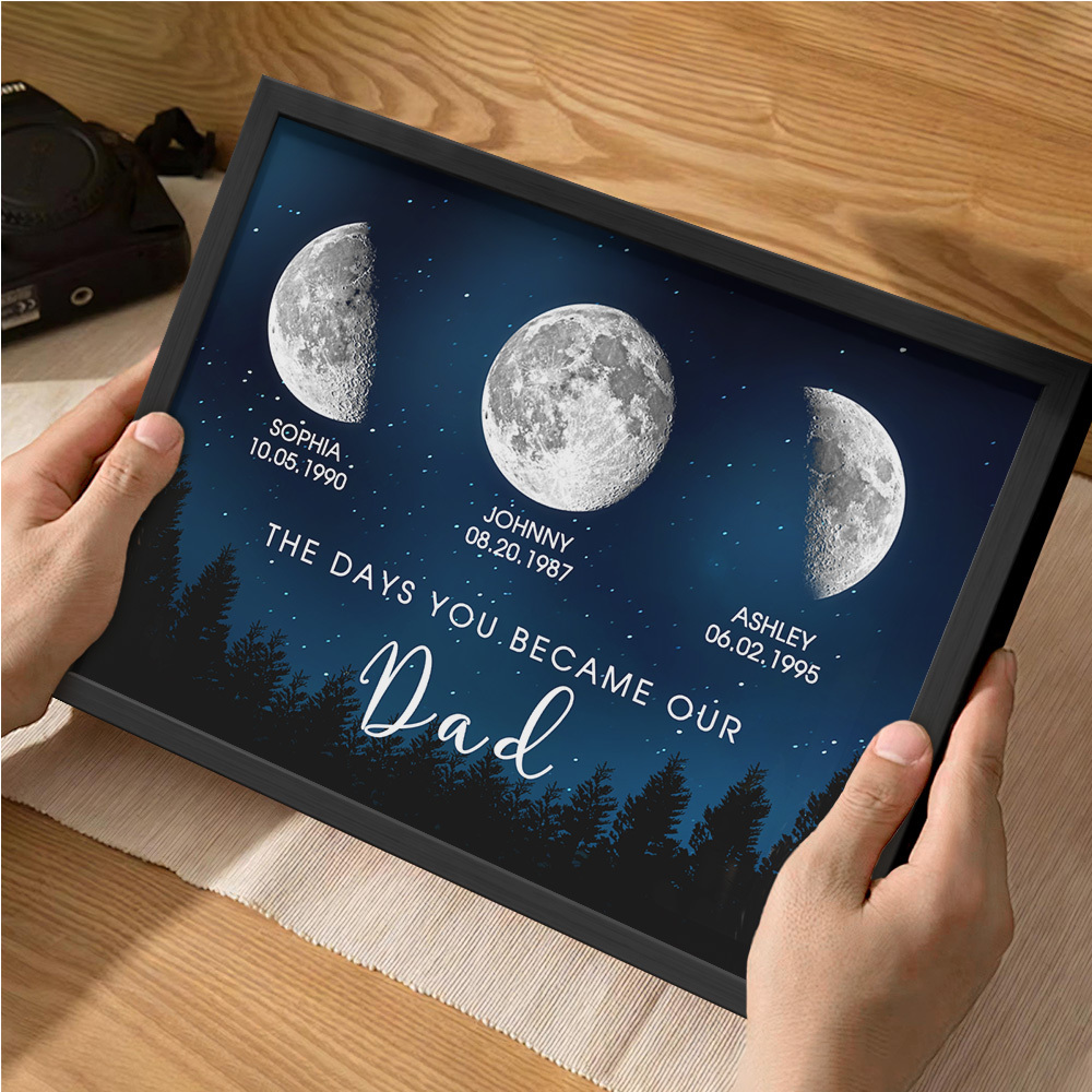 Personalized Galaxy Night Custom Birthday Moon Phase The Days You Became Our Dad With Kids Names Ideal Gifts for Father's Day Gifts