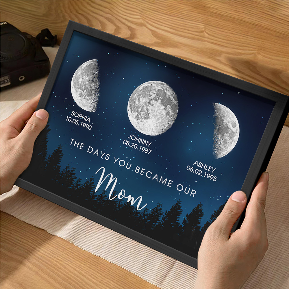 Personalized Galaxy Night Custom Birthday Moon Phase The Days You Became Our Mom With Kids Names Ideal Gifts for Mother's Day Gifts!