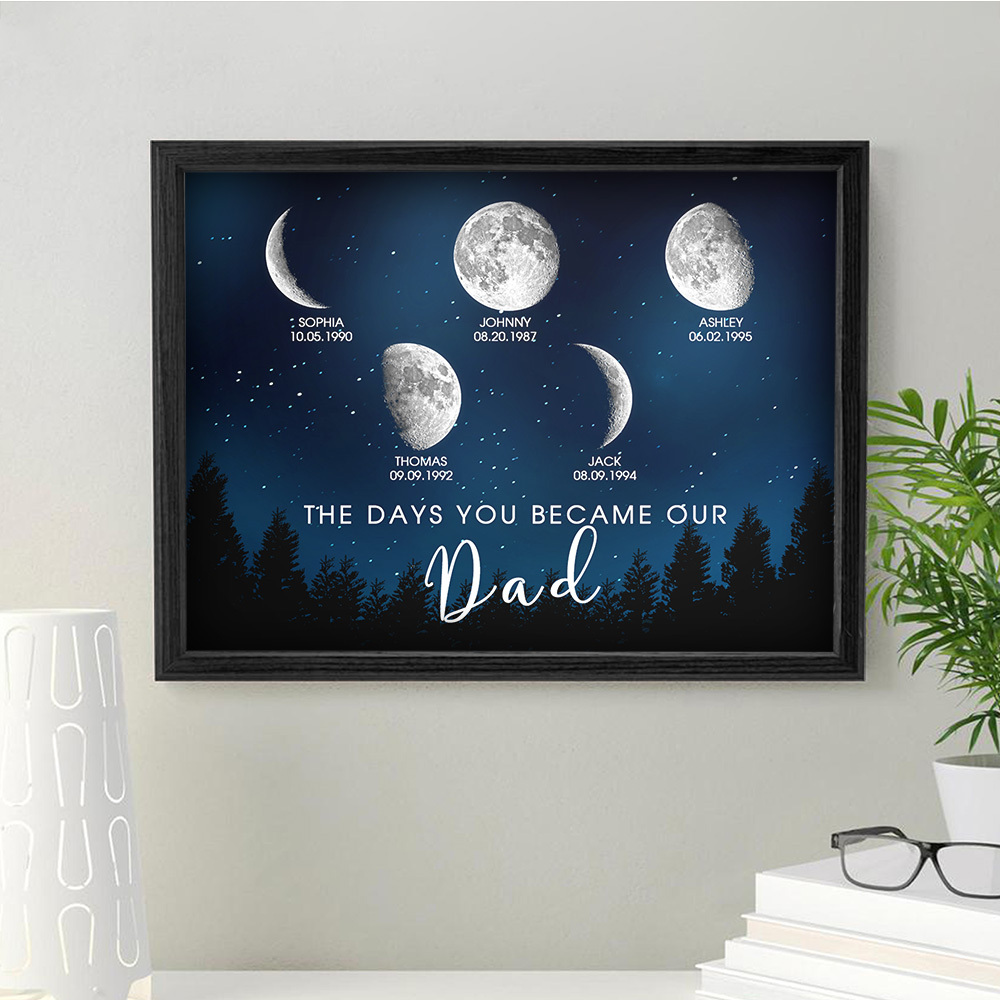 Personalized Galaxy Night Custom Birthday Moon Phase The Days You Became Our Dad With Kids Names Ideal Gifts for Father's Day Gifts