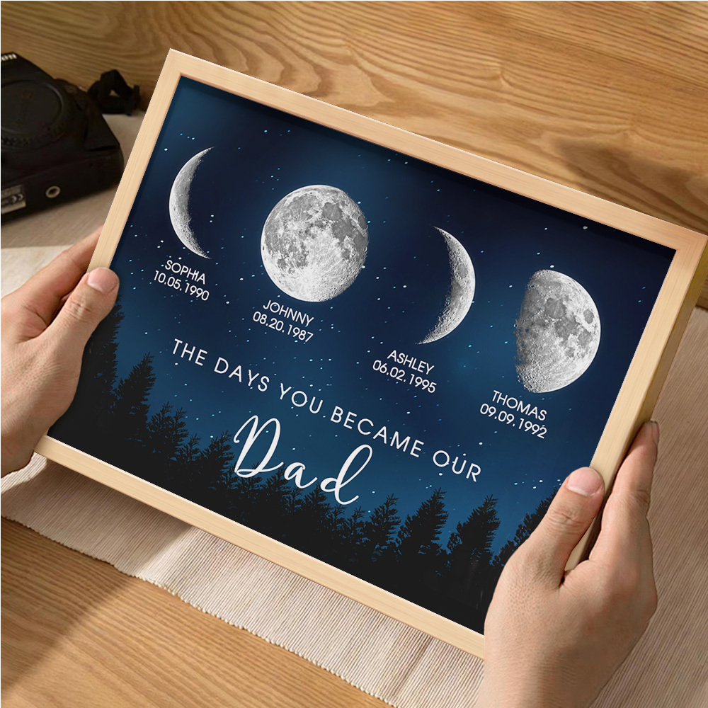 Personalized Galaxy Night Custom Birthday Moon Phase The Days You Became Our Dad With Kids Names Ideal Gifts for Father's Day Gifts