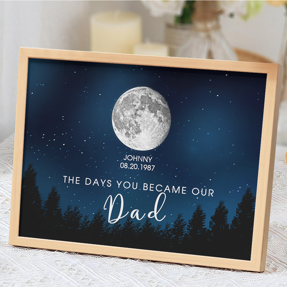 Personalized Galaxy Night Custom Birthday Moon Phase The Days You Became Our Dad With Kids Names Ideal Gifts for Father's Day Gifts