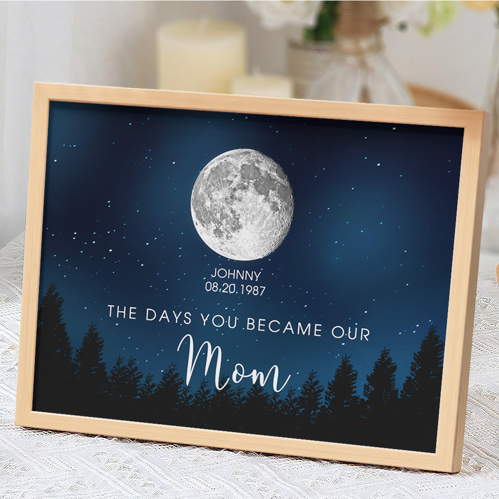 Personalized Galaxy Night Custom Birthday Moon Phase The Days You Became Our Mom With Kids Names Ideal Gifts for Mother's Day Gifts!