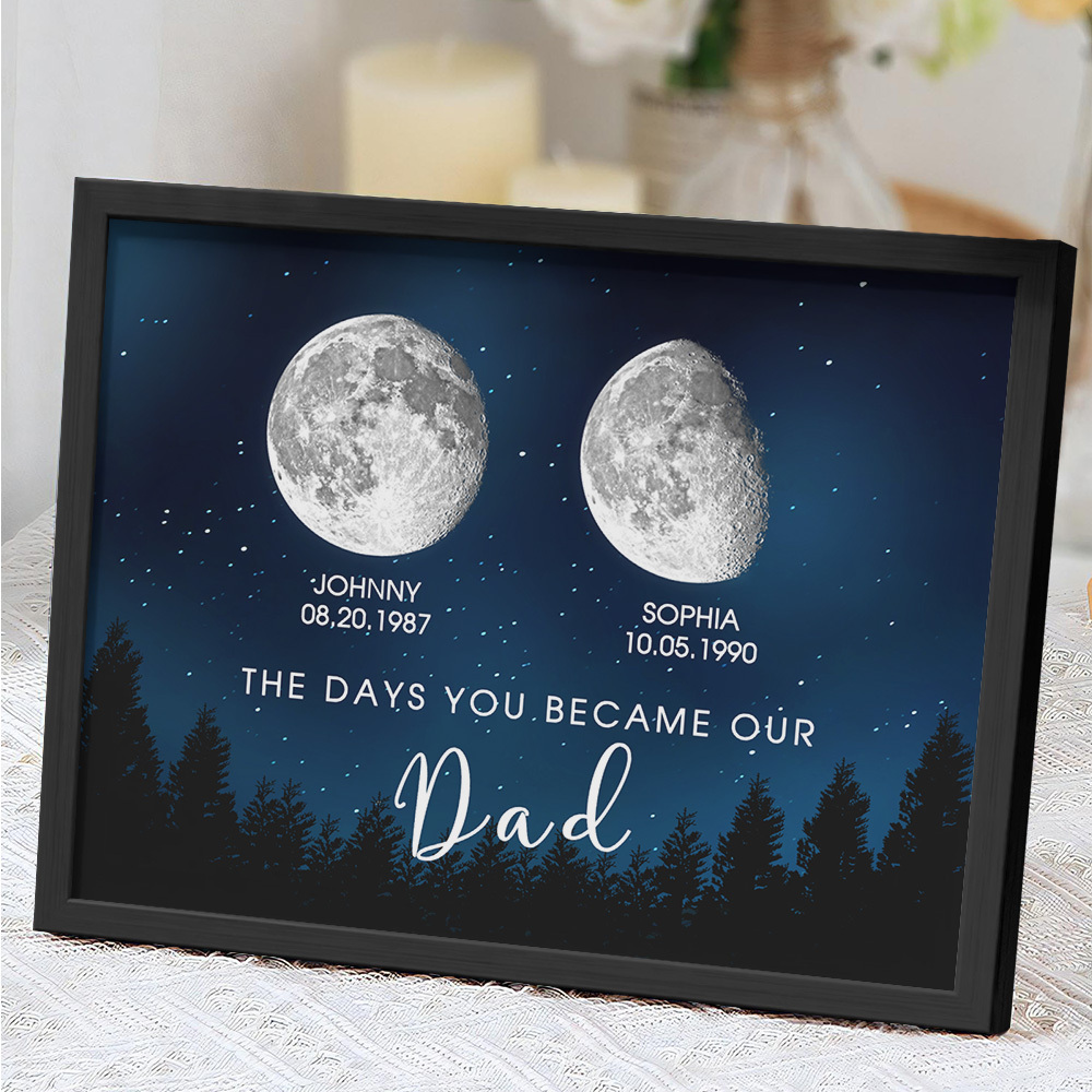 Personalized Galaxy Night Custom Birthday Moon Phase The Days You Became Our Dad With Kids Names Ideal Gifts for Father's Day Gifts