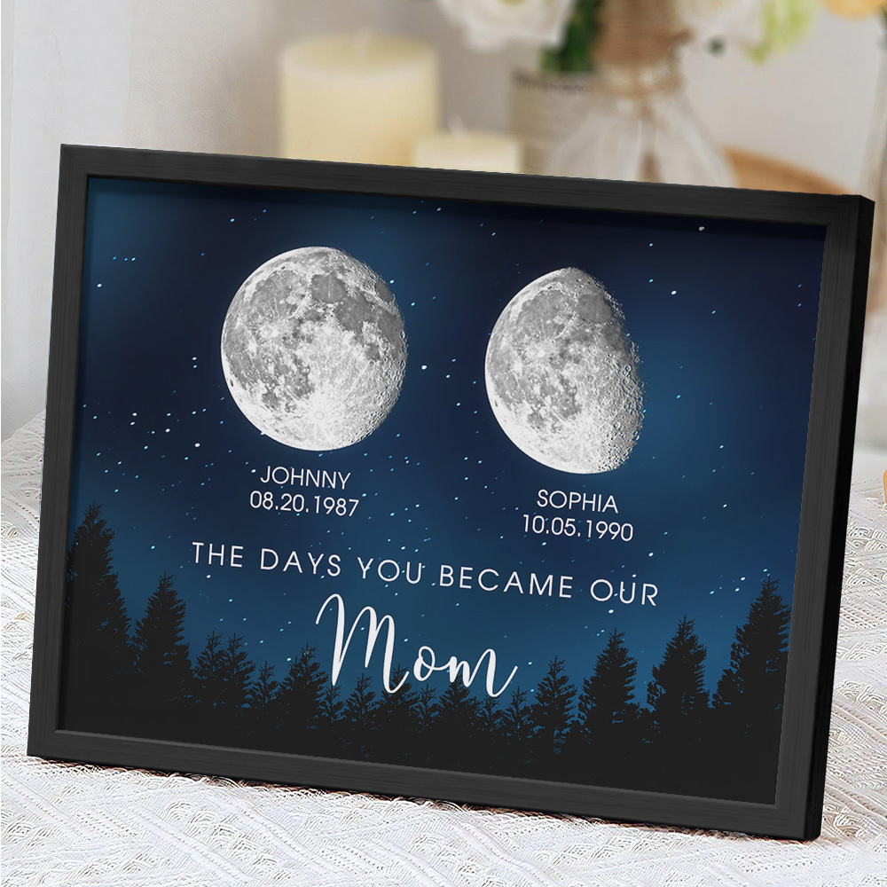 Personalized Galaxy Night Custom Birthday Moon Phase The Days You Became Our Mom With Kids Names Ideal Gifts for Mother's Day Gifts!