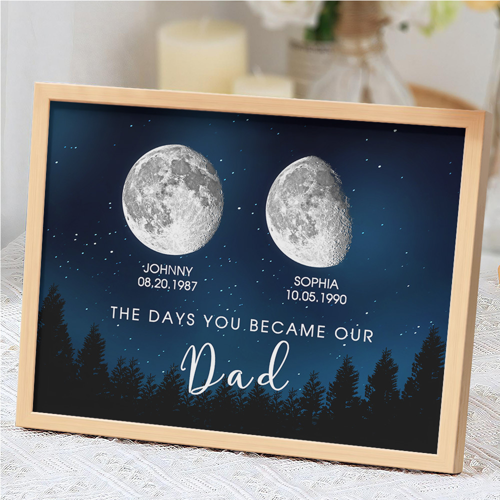 Personalized Galaxy Night Custom Birthday Moon Phase The Days You Became Our Dad With Kids Names Ideal Gifts for Father's Day Gifts