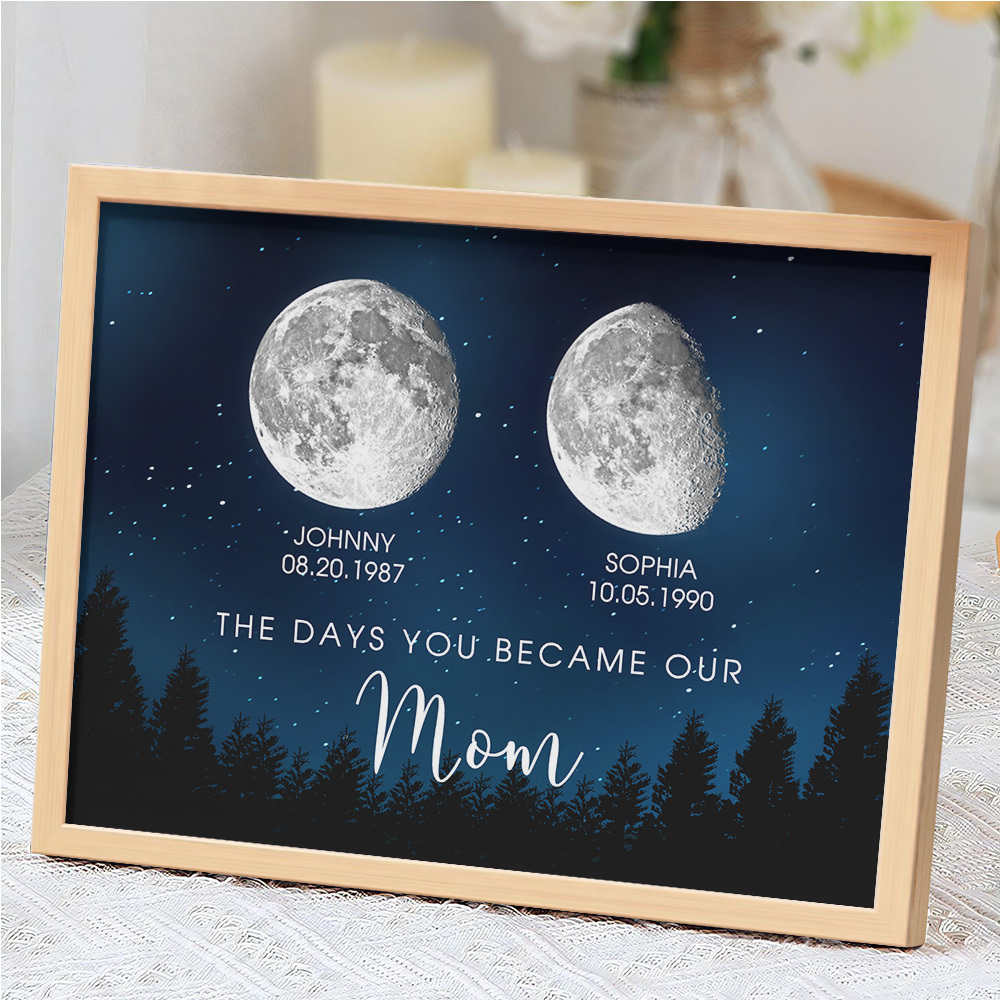 Personalized Galaxy Night Custom Birthday Moon Phase The Days You Became Our Mom With Kids Names Ideal Gifts for Mother's Day Gifts!